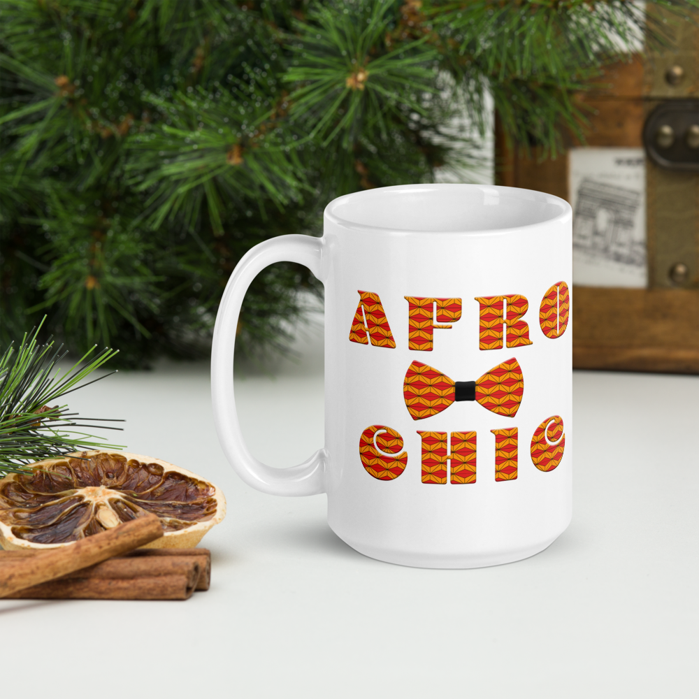 Afro Chic White glossy mug - King Ngoma Clothing