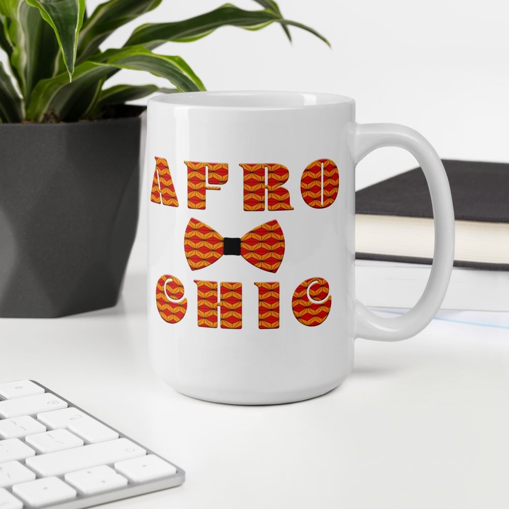 Afro Chic White glossy mug - King Ngoma Clothing